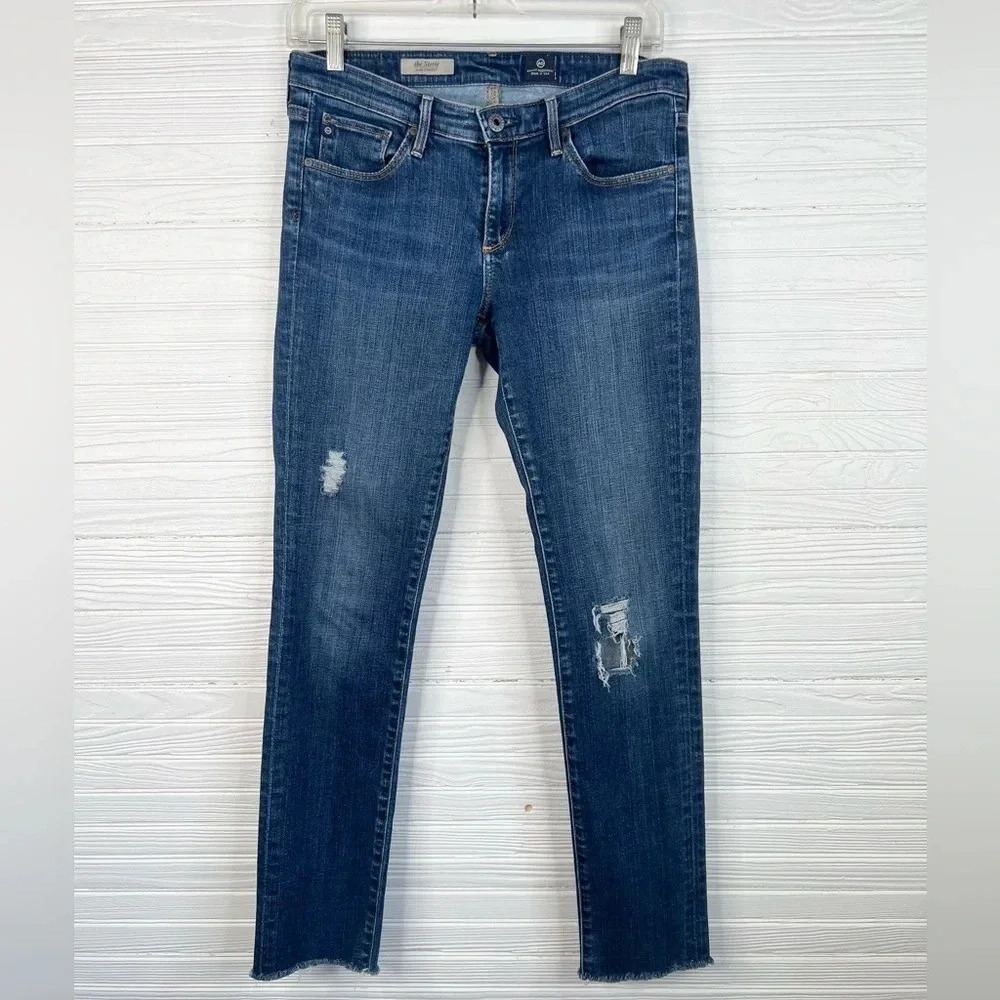 ⭐️AG Adriano Goldschmied The Stevie Slim Straight Jeans Distressed 29R - Picture 2 of 12